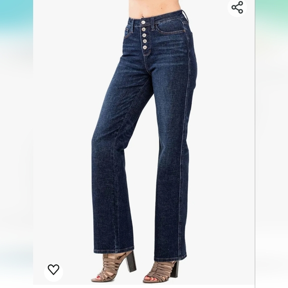 Judy Blue High Rise 5-Button Fly Straight Jeans - Picture 4 of 10